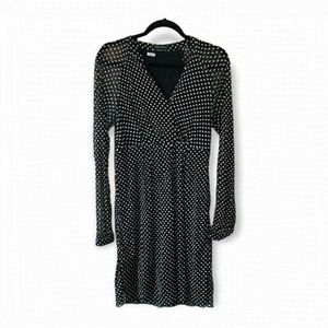𝅺bcbg MAX AZRIA Dress Black Polka Dot Chiffon Summer